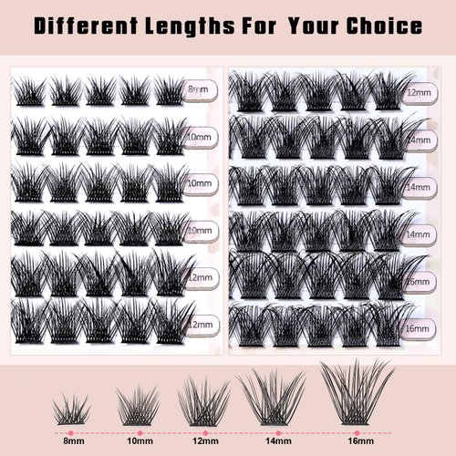 Cluster Lashes with Eyelash Applicator, Individual Lashes Natural Look, 40D DIY Eyelash Extensions with Soft Band, 144pcs D Curl Long Eyelash Clusters(30D 40D, 8-16MIX)