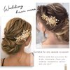 JAKAWIN Bride Flower Wedding Hair Piece Leaf Hair Clip Pearl Headpiece Bridal Hair Accessories for Women FJ03 (Gold)