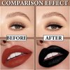DuoZeng Black Matte Liquid Lipstick,2 Pcs Lip Liner and Lipstick Set,Black Lip Stain Gloss Long Lasting Waterproof Lipgloss High Pigmented Smudge Proof Matte Lipstick Black Lip Liner Lip Makeup Set