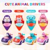 Cartoon Animal Friction Return Car, Inertia Power Car, Push Toy, 1-2-3 Year Old Kids, Puzzle Toy, 4 Adventure Toy Car, Toys for Boys and Girls