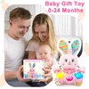 Holaxander Baby Rabbit Musical Stuffed Animals Toy,Infant Bilingual Early Learning Education Toy with Light-Up Music & Crinkle,Tummy Time Toys for 0-3-6-12+ Months Boy Girl, Pink