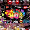Avezano 80's Party Decorations Back to The 80s Banner 80s Backdrop 1980 Birthday Party Decoration Retro Graffiti Hip Hop 80's Party Supplies 70.8x43.3"