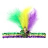 Dzrige Sequin Feather Headband Faux Feather Headdress Multicolor Feather Hair Band for Women's 20s Carnival Party Masquerade Cocktail Mardi Gras