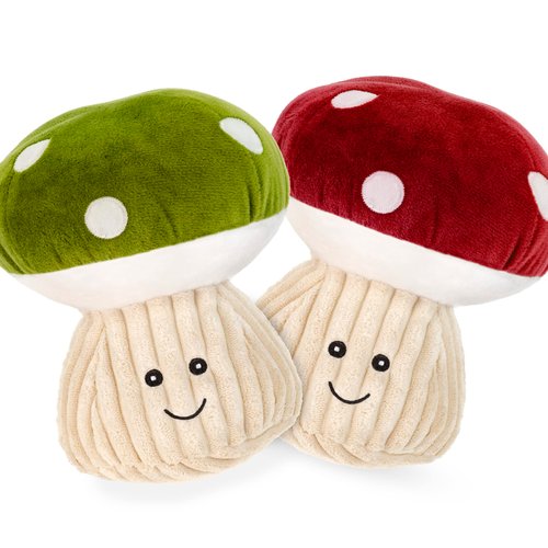 Giftable World 7 Inch Plush Pet Toy Mushroom W/Squeaker - 2 Asst. Dog Chew Toy