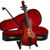 Dselvgvu Wooden Miniature Cello with Stand, Bow and Case Mini Musical Instrument Replica Dollhouse Accessories Model Home Decoration and Christmas Gift (5.51"x1.97"x0.63")