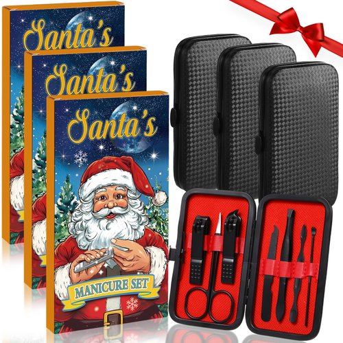 Honoson 3 Sets Manicure Kit 7 in 1 Christmas Stocking Stuffers for Men Nail Clippers Set Nail Kit Manicure Set Pedicure Kit Grooming Kit Nail Care Kit Christmas Gifts for Men Women Fingernail Toenail