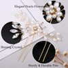 ULTIMUTE Hair Comb and 4 Pins Bridal Hair Accessories, Pearl Crystal Rhinestone Wedding Hair Comb and Hair Pins for Brides Bridesmaids Women Girls (Gold, 5 Pieces)