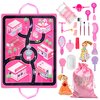 FabuKiddie Pink Toddler Play Mat for Girls - Foldable Kids Playmat Bundle with Toys, Dolls, Bag and 6 Stations to Visit - Kids Play Mat - Floor Mats for Kids Playroom - Playmats for Toddlers, Kids Mat