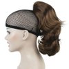 Lydell 12" Dual Use Straight Curly Styled Clip In Claw Ponytail Hair Extension Synthetic Hairpiece 125g with a jaw/claw clip (Medium Golden Brown)