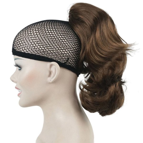 Lydell 12" Dual Use Straight Curly Styled Clip In Claw Ponytail Hair Extension Synthetic Hairpiece 125g with a jaw/claw clip (Medium Golden Brown)