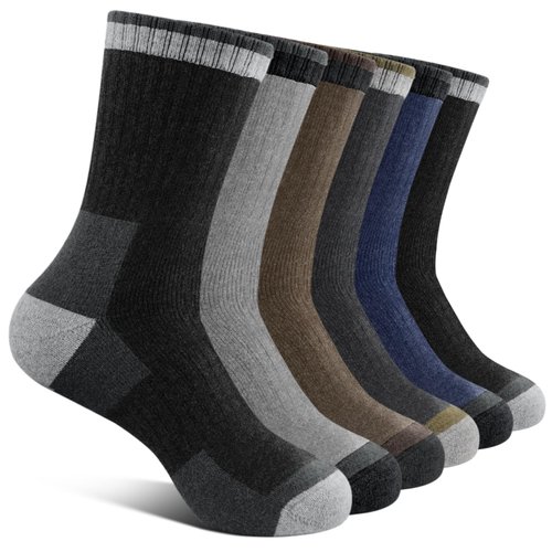 YUVFEHY Merino Wool Socks for Men - 6 Pairs of Warm Moisture-Wicking Cushioned Boot Socks for Outdoors, Hiking, Work & Home