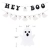 Hey Boo Banner Halloween Party Decorations, Glittery Ghost Banner Happy Halloween Party Supplies, Halloween Banner for Halloween Houses Doorways Indoor Outdoor Party Decorations(Black)