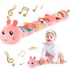 TURKIDS Montessori Infant Baby Musical Stuffed Animal Activity Soft Toys with Multi-Sensory Crinkle, Rattle and Textures for 0-3-6-12 Months Developmental Toys, Caterpillar, Pink