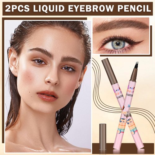 AIUEO 2PCS Microblading Eyebrow Pencil Dark Brown Eyebrow Pencil Long Lasting Eyebrow Pen for Natural Makeup,Waterproof Lapiz De Cejas-Dark Brown
