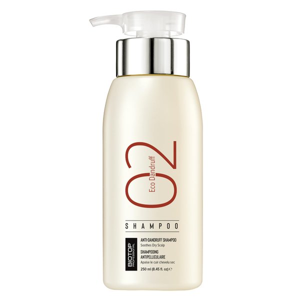 Biotop Professional 02 Eco Dandruff Shampoo - Dry Scalp Treatment & Hydrating Shampoo with Pro Vitamin B5, Zinc Pyrithione & Chamomile - Reduces Irritation and Prevents Future Dandruff (8.45oz)