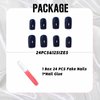 IMSOHOT Royal Blue Press on Nails Short Square Square Fake Nails Acrylic Solid Color Dark Blue False Nails Kits for Women Stick Glue on Nails 24 Pcs