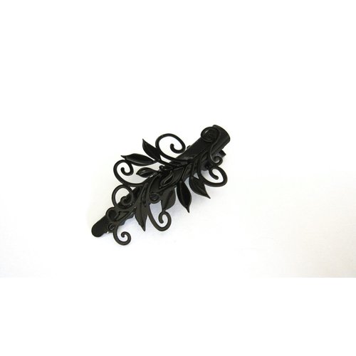 Generic Small black metal vine leaf hair pin alligator clip barrette for fine thin hair