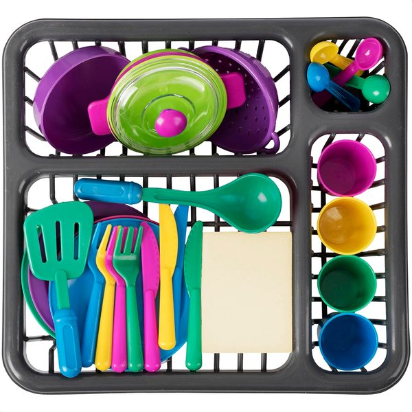 Kids Play Dishes for Kids Kitchen Playset Accessories - 27Pcs Kitchen Toy Dishes for Kids Kitchen Accessories Kids Play Plates and Bowls Sets - Kids Dishes Playset for Outdoor Play Kitchen Accessories