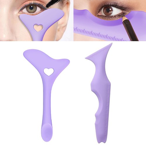 Tekalobr 2Pcs Eyeliner Stencils, Silicone Eye Makeup Tool Set Multifunctional Winged Tip Eyeliner Contour Aid Guide Tool Helper for Eyeliner, Eyelash, Eyebrow, Lip Line for Beginners Easy to Use