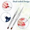 2pcs Hard Gel Nail Brush, French Tip Nail Gel Liner Brush, Dual-Ended Nail Design Brushes Rhinestone Handle Nail Brush, French Manicure Brush Builder Gel Brushes for Design Nails Professional Nail Art