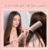 RHOS Hair Comb Set for Women, Men - 3 Pieces Including Wide Tooth Comb, Fine Tooth Rat Tail Comb, Medium Tooth Comb - Detangling Hair Combs for All Hair Types - Pink