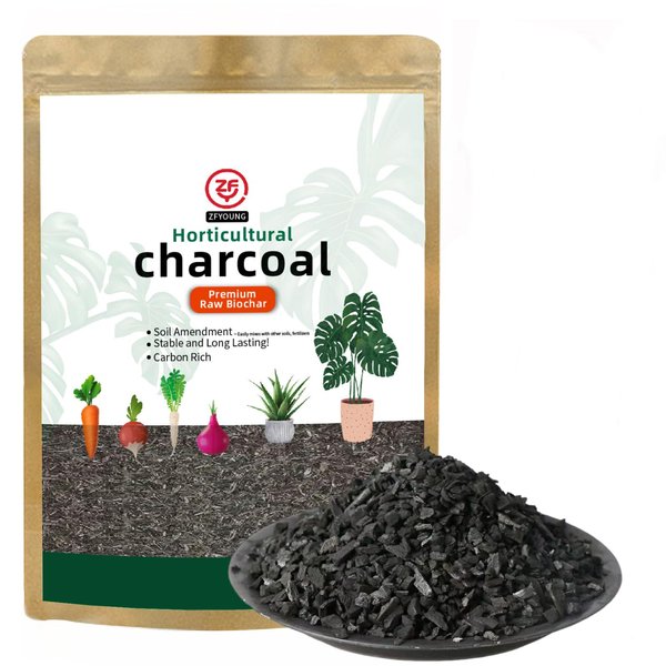 ZFYOUNG Organic Activated Charcoal for Garden - Garden Organic Horticultural Charcoal and Greenhouse Charcoal Made from by-Products Pure Hardwood Charcoal for Growing and Gardening Plants 2 QT Bags