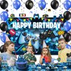 Mpanwen Blue Gamer Birthday Party Decoration - 218Pcs Video Game Gaming Party Supplies For Boys Birthday Party - Backdrop, Table Cover, Cupcakes Wrappers, Stickers, Bracelets Serves 10 Guests