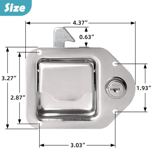 PALOZO Truck Tool Box Latch Toolbox Paddle Lock Replacement Handle Stainless Steel with Keys for Truck, RV, Trailer, ATV, UTV Toolbox, Pack of 2