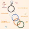 Ainiv Silicone Baby Teether Links, Cutie Baby Teething Toys with Pacifier Clip, Multi Use Baby Teether Rings, Food Grade Silicone Attachable Teether Chew for Newborn Infant Baby Gift, Color-7