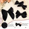DEEKA 4 PCS Black Velvet Hair Bows 3 Styles 5" & 4" Handmade Hair Bow set for Toddler Girls Alligator Hair Clips Knot Bows Hair Accessories for Little School Girls (Black)