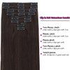Clip in Hair Extensions Real Human Hair 100% Brazilian Virgin Human Hair 8pcs Per Set with 18Clips Double Weft Clip in Human Hair Extensions (16 Inch, #2 Dark Brown Hair Extensions)