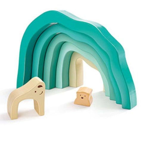 Hape Arctic Polar Bear Stacking Blocks | Sensory Wooden Learning Toy for Toddlers, for Children Ages 24+ Months