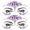 Eye Body Face Gems Rhinestone Temporary Tattoo Sticker Face Body Tattoos Party Makeup Self Adhesive Crystal Makeup Diamonds Holiday Festival Party Supplies 2pcs (Purple)