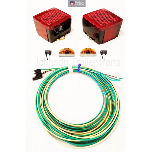 TecNiq, Inc Submersible LED Box Stop Turn Tail Lights, Wiring Harness & Amber Side Markers w/Chrome Bases for Trailer Truck RVs (Under 80")