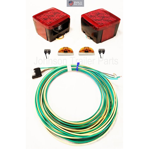 TecNiq, Inc Submersible LED Box Stop Turn Tail Lights, Wiring Harness & Amber Side Markers w/Chrome Bases for Trailer Truck RVs (Under 80")