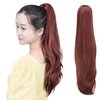 HSPCYGG Burgundy Ponytail Extension Synthetic Clip Claw Pony tails 22" Straight 5.5 OZ Fake Hairpieces Women Yaki Fluffy¬ Tangled
