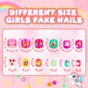 144 Pieces 6 Pack Kids Press on Nails Artificial Fake Nails for Kids Girls Pre Glue Full Cover Short Acrylic False Nail Tips Art Kits Gifts for Kids Girls Nail Art Decoration(Lovely Pattern)