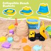 AuntyFey Beach Sand Toys for Toddler 1-3 with Beach Sand Trucks, 2 Collapsible Beach Toys for Kids Ages 4-8, Sandbox Toys for Toddler, Collapsible Beach Sand Buckets with Castle Sand Molds Shovels