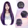 Sleekcute Long Straight Mixed Purple Wig for Women 24 Inch Wig for Hoshino Ai Cosplay, Synthetic Heat Resistant Fiber Wig with Skinlike HD Wig Cap for Girls Daily Use