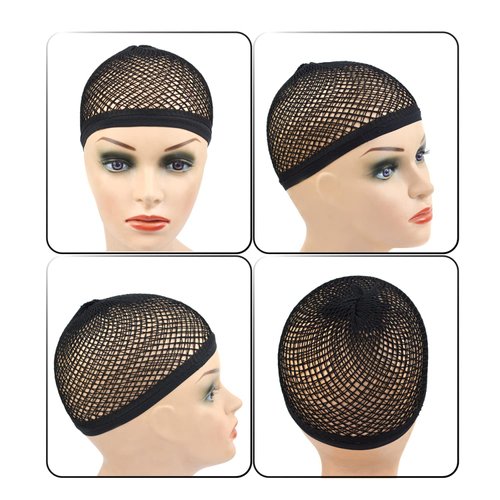 2 Pieces Wig Caps Hair Net for Long Hair Wig Mesh Cap Weaving Wig Cap Mesh Net Open End Wig Cap for Women (Black L)