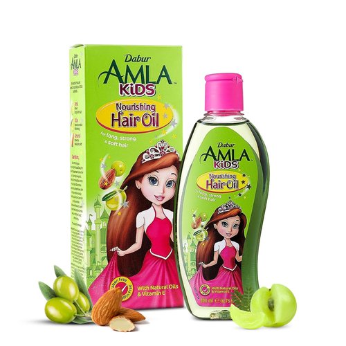 Dabur Amla Hair Oil - Natural Formula for Kids' Long, Strong, and Healthy Hair - Enriched with Olive and Almond - 200 ML Pack of 1