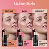 MLSMILE 3Pcs Cream Contour Stick Makeup Kit,Create Face Contour,Highlighter Stick,Blush stick for Sculpt the Cheeks,Bronzer Contour Sticks,Waterproof Long-lasting Contour set,Non-greasy（01#,03#,04#）