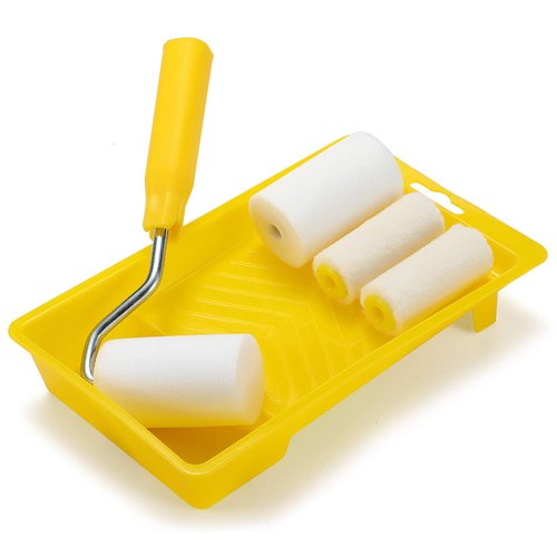 Mini Foam Paint Roller Painting Decorating Touch Up Trim Kit 2 inch Small Paint Roller Tray Set with High-Density Foam Roller Covers, Mini Wool Brush,2" Paint Frame, Pack of 6