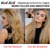 24" Long Wavy Clip in Half Head Tied Wig Blonde Premium Japanese Synthetic Kanekalon fibers Hair Extensions For Women 210g 7-2-3#