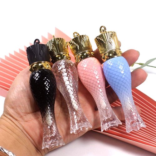 Healthcom 10 Pcs 5ml Mermaid Plastic Lip Gloss Tubes Vials Empty Refillable Lip Glaze Tubes with Crown Wand DIY Lipstick Tube Travel Lipgloss Bottle Cosmetic Container for Woman Girl Makeup,Mix-Color