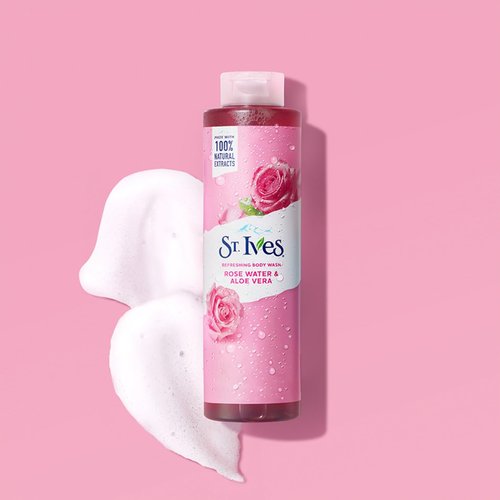 St. Ives Body Wash Refreshing Cleanser Rose Water & Aloe Vera Made with Plant-Based Cleansers & 100% Natural Extracts 16 oz
