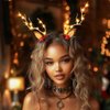 BARTOSI LED Light Christmas Hair Clips Reindeer Antlers Xmas Hairpins Hair Barrettes Cute Party Cosplay Head Pieces Hair Accessories for Women and Girls (Pack of 2)
