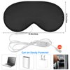 2 Pieces Silk Heated Eye Mask for Dry Eyes USB Steam Warm Compress for Puffy Eyes Adjustable Temp Sleep Eye Mask for Dry Eye, Chalazion, Blepharitis, Stye (Black, Grey)