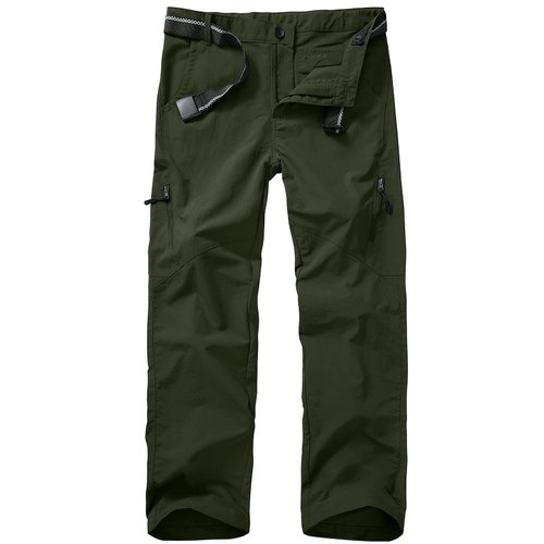 Kids' Cargo Pants, Youth Boys' Hiking Casual Outdoor Quick Dry Boy Scout Uniform Pants #9030-Army Green-S