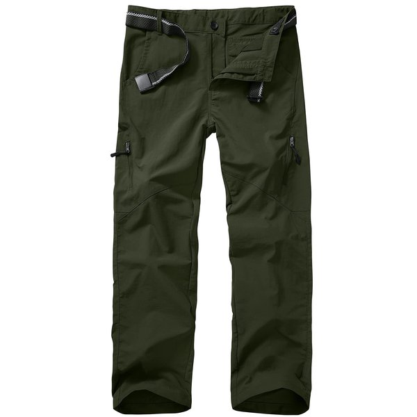 Kids' Cargo Pants, Youth Boys' Hiking Casual Outdoor Quick Dry Boy Scout Uniform Pants #9030-Army Green-S
